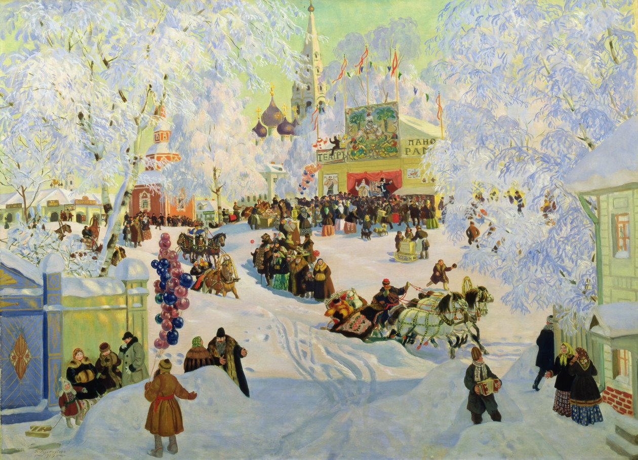 Fastelavn, 1919 av Boris Mikhailovich Kustodiev