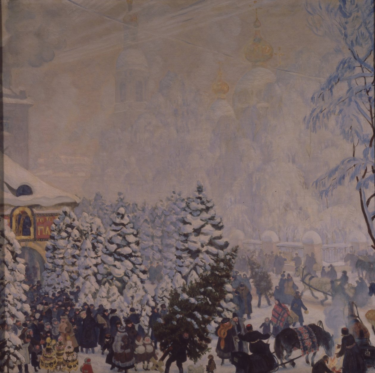 Julemarked, 1918 av Boris Mikhailovich Kustodiev