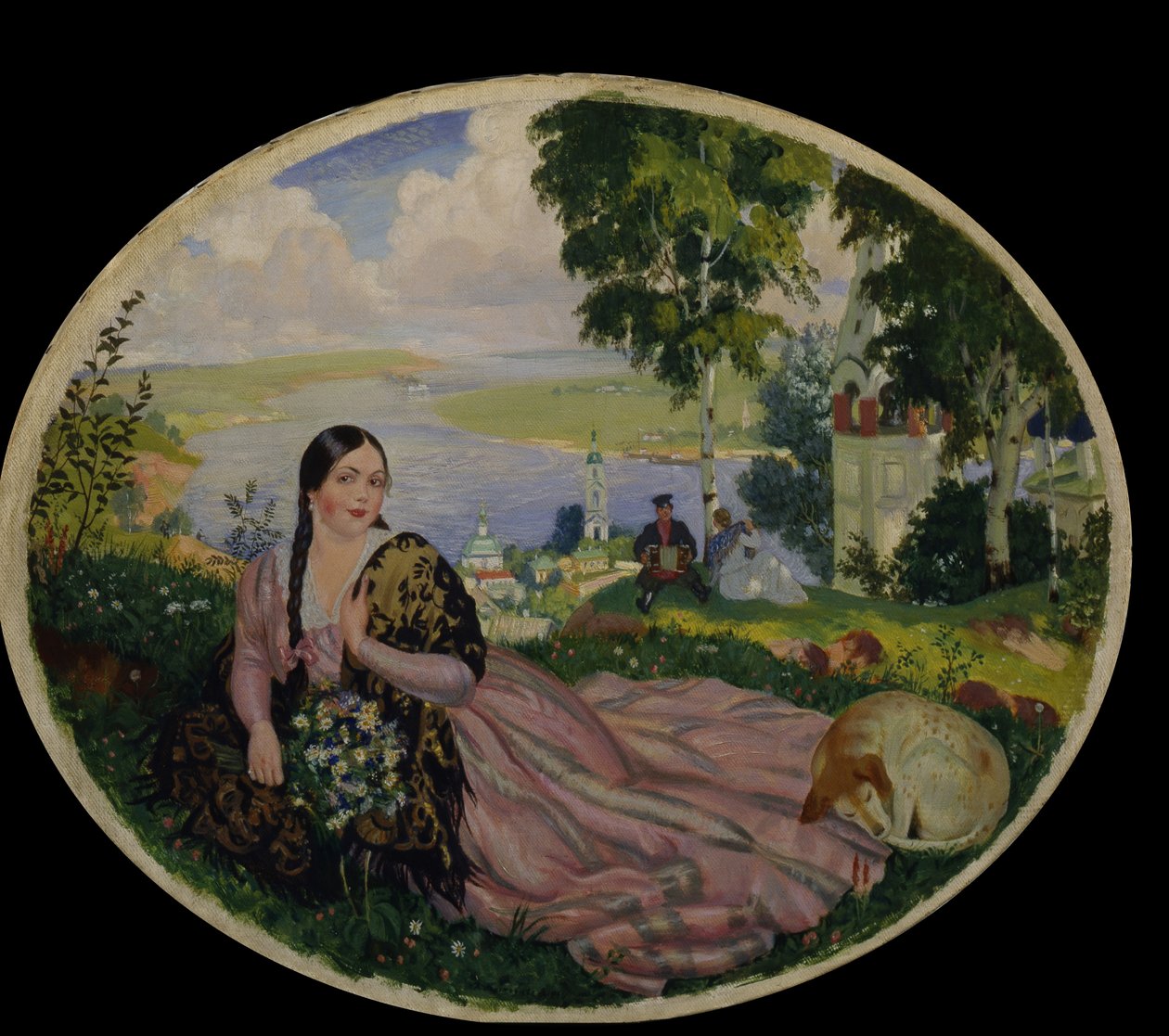 Jente ved Volga, 1915 av Boris Mikhailovich Kustodiev