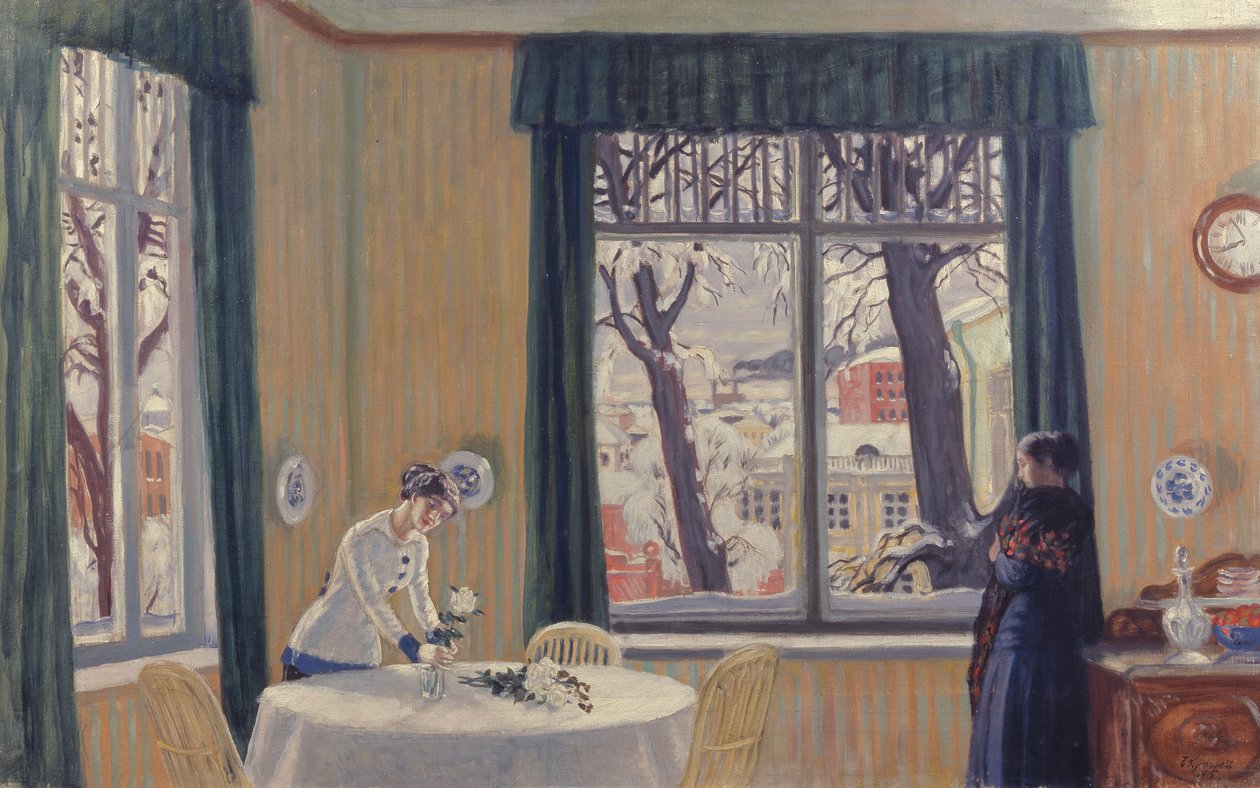 I rommet. Vinter, 1915 av Boris Mikhailovich Kustodiev
