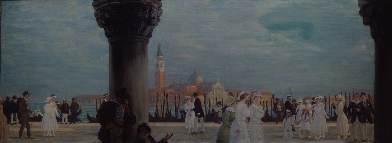 Promenade i Venezia, 1907-1908 av Boris Mikhailovich Kustodiev