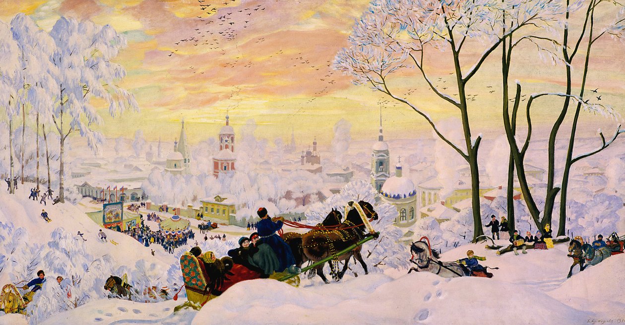 fastelavn, 1916 av Boris Mikhailovich Kustodiev