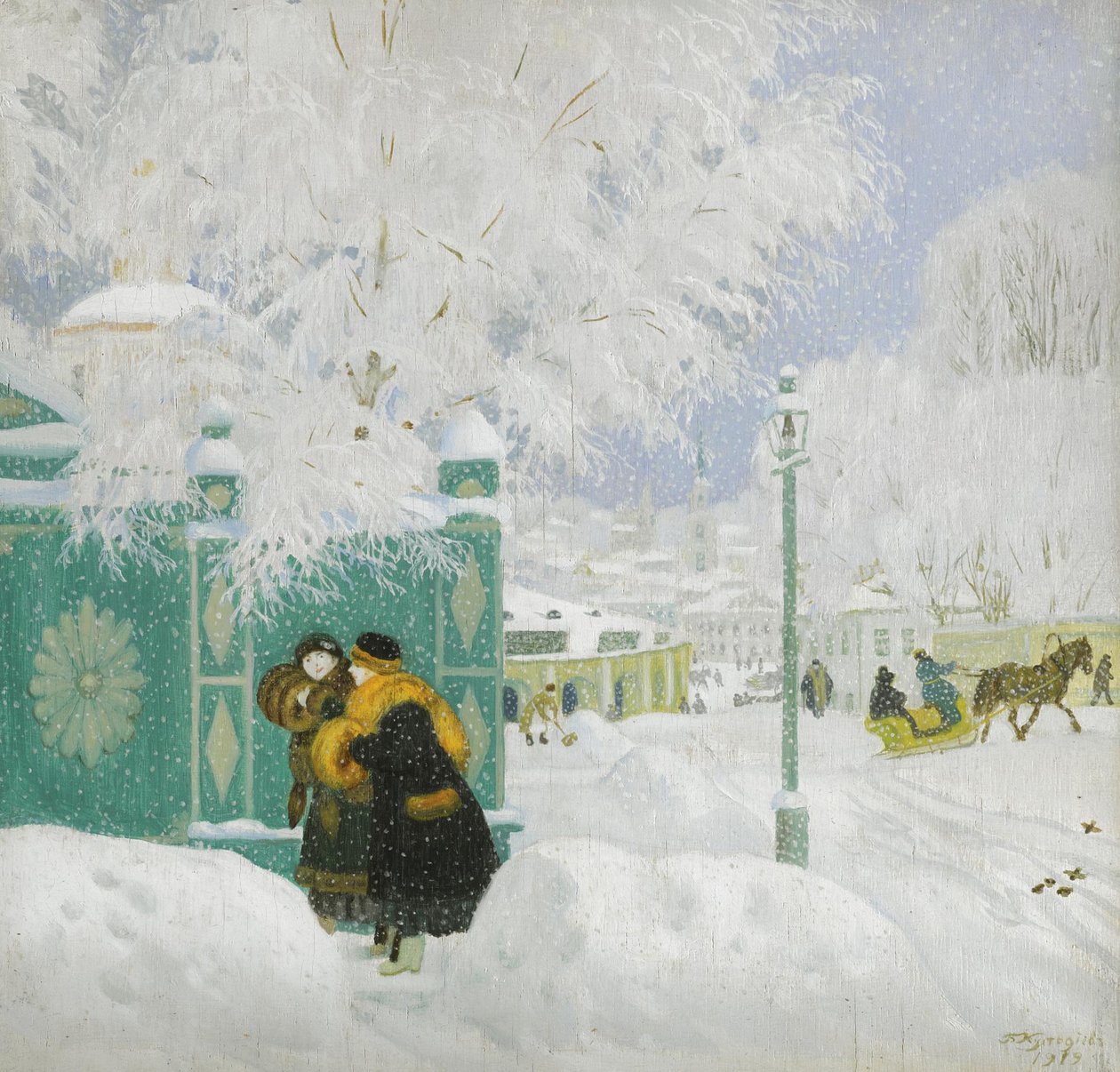 Vinterscene av Boris Mikhailovich Kustodiev