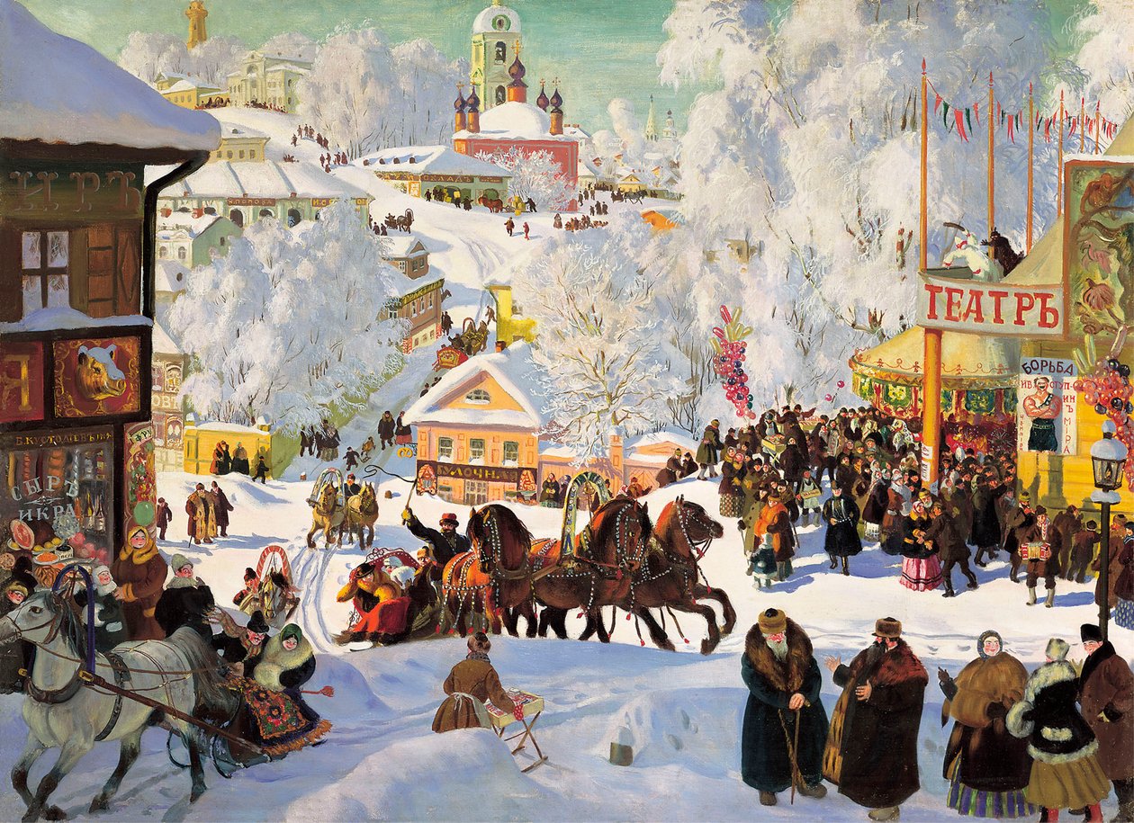 fastelavn, 1919. av Boris Mikhailovich Kustodiev