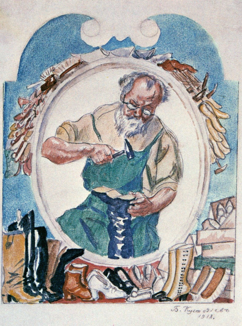 Skomakeren, 1918. av Boris Mikhailovich Kustodiev