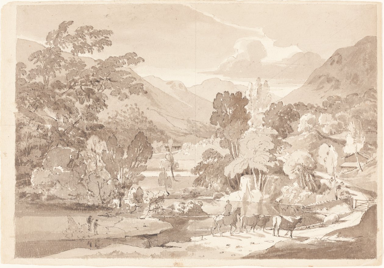 Et fjellaktig landskap av British 19th Century