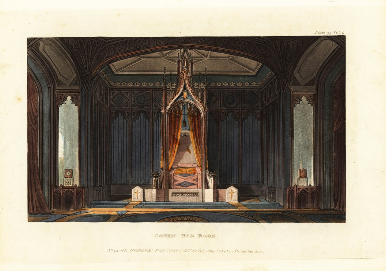 Design for et gotisk soverom av British School