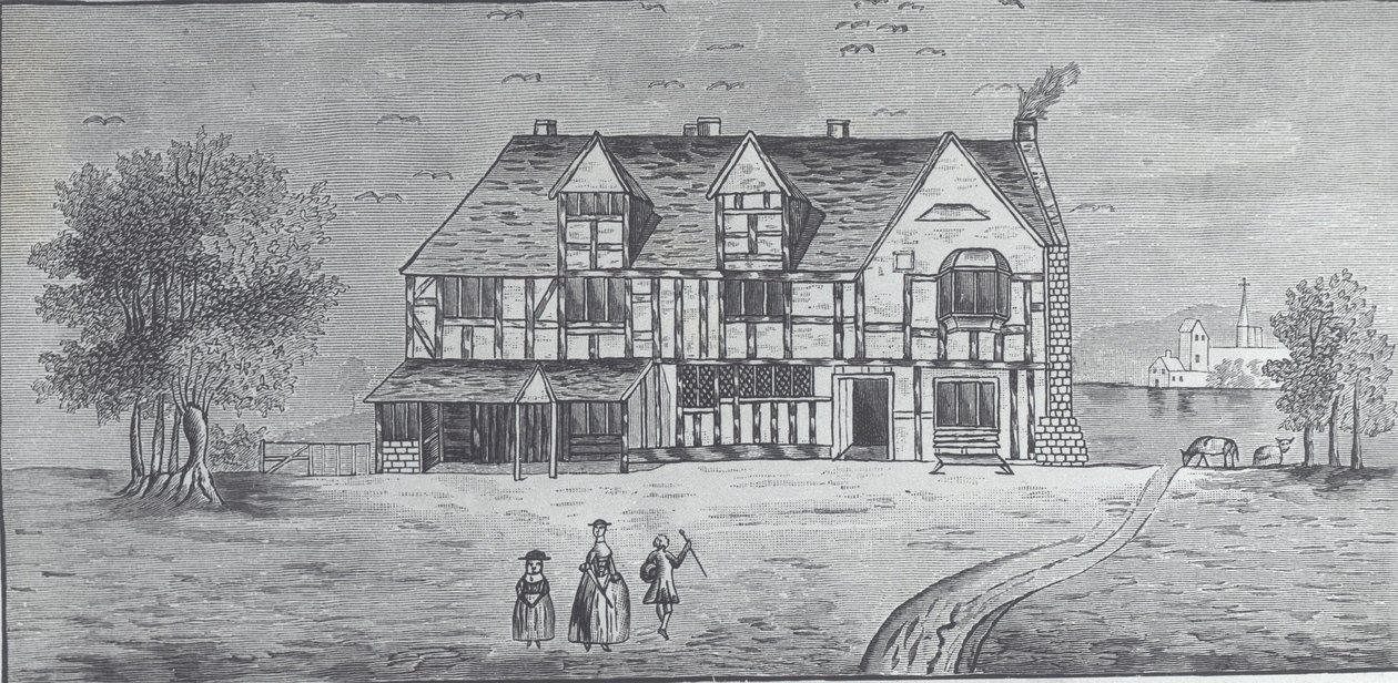 Stratford-on-Avon: Shakespeares hus (gravering) av British School