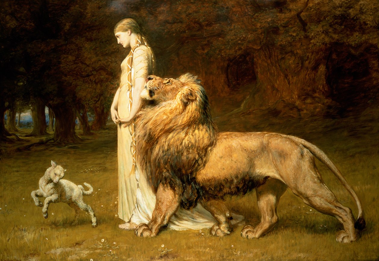 Una and the Lion, fra Spensers Faerie Queene, 1880 av Briton Riviere