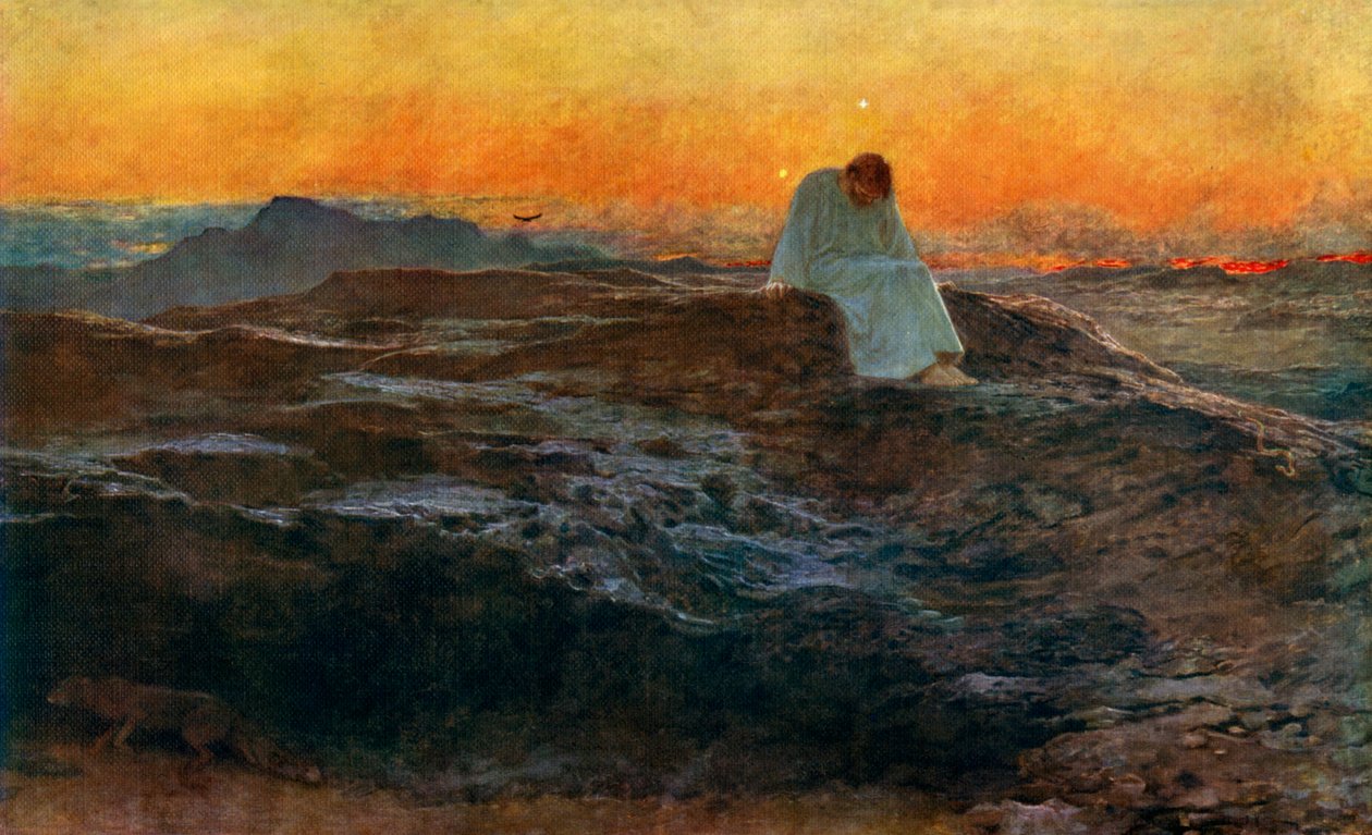 Kristus i villmarken, 1898, 1912. av Briton Riviere