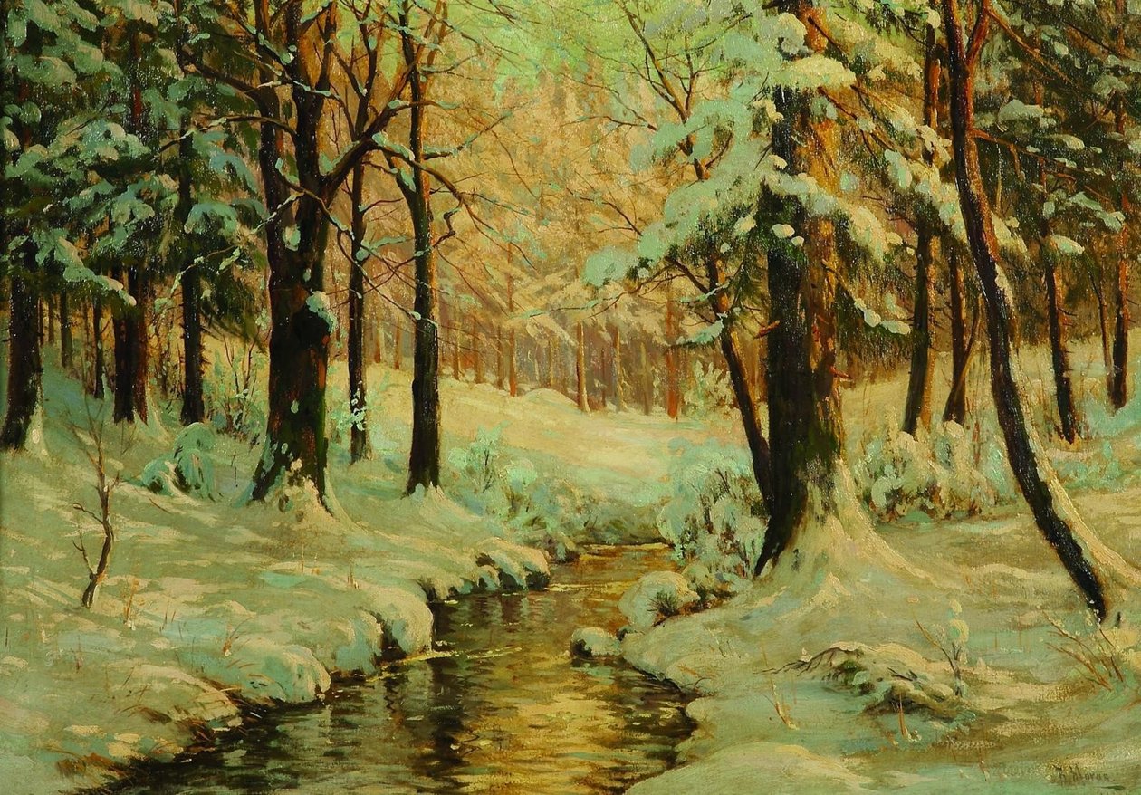 Vinterskog på Brocken i Harz -fjellene av Bruno Moras