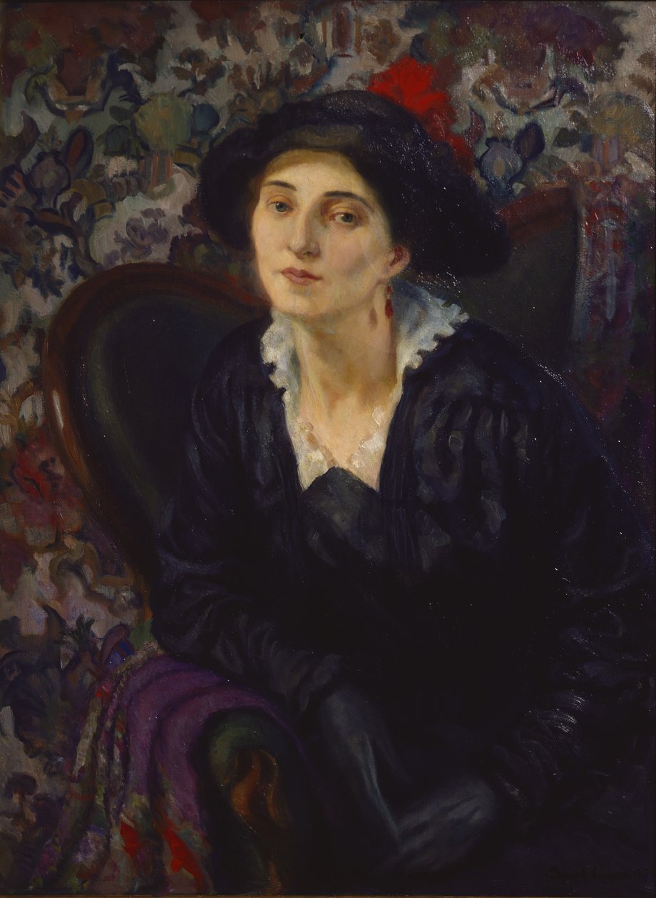 Pauline, kunstnerens kone (olje på lerret) av Brynjulf Larsson