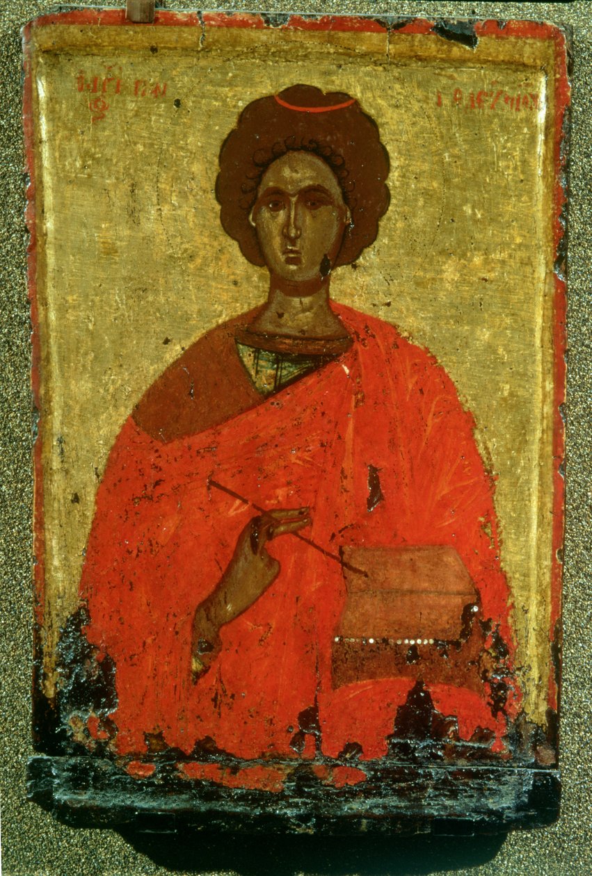 Ikon av St. Pantaleon av Nicomedia (d.c.305 e.Kr.) av Byzantine