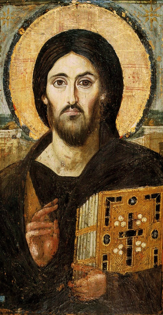 Christ Pantocrator (encaustic på panel) av Byzantine School
