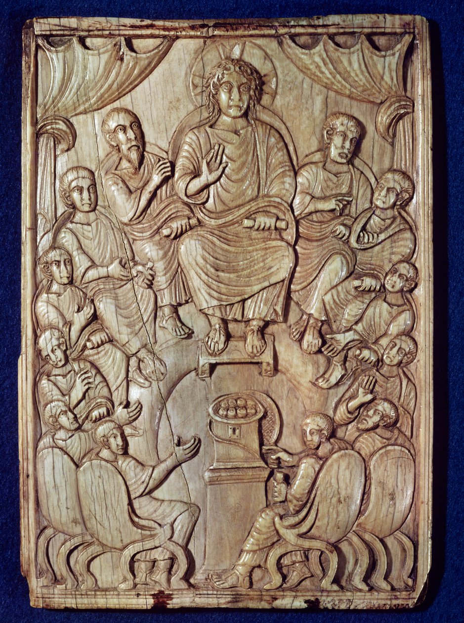Kristus med de tolv apostlene av Byzantine School