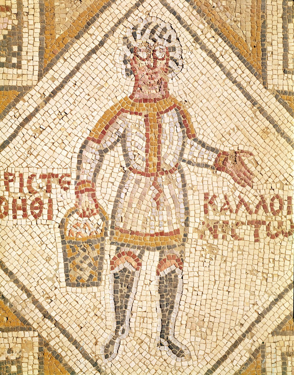Fortaudetalj av en byggherre (mosaikk) av Byzantine School