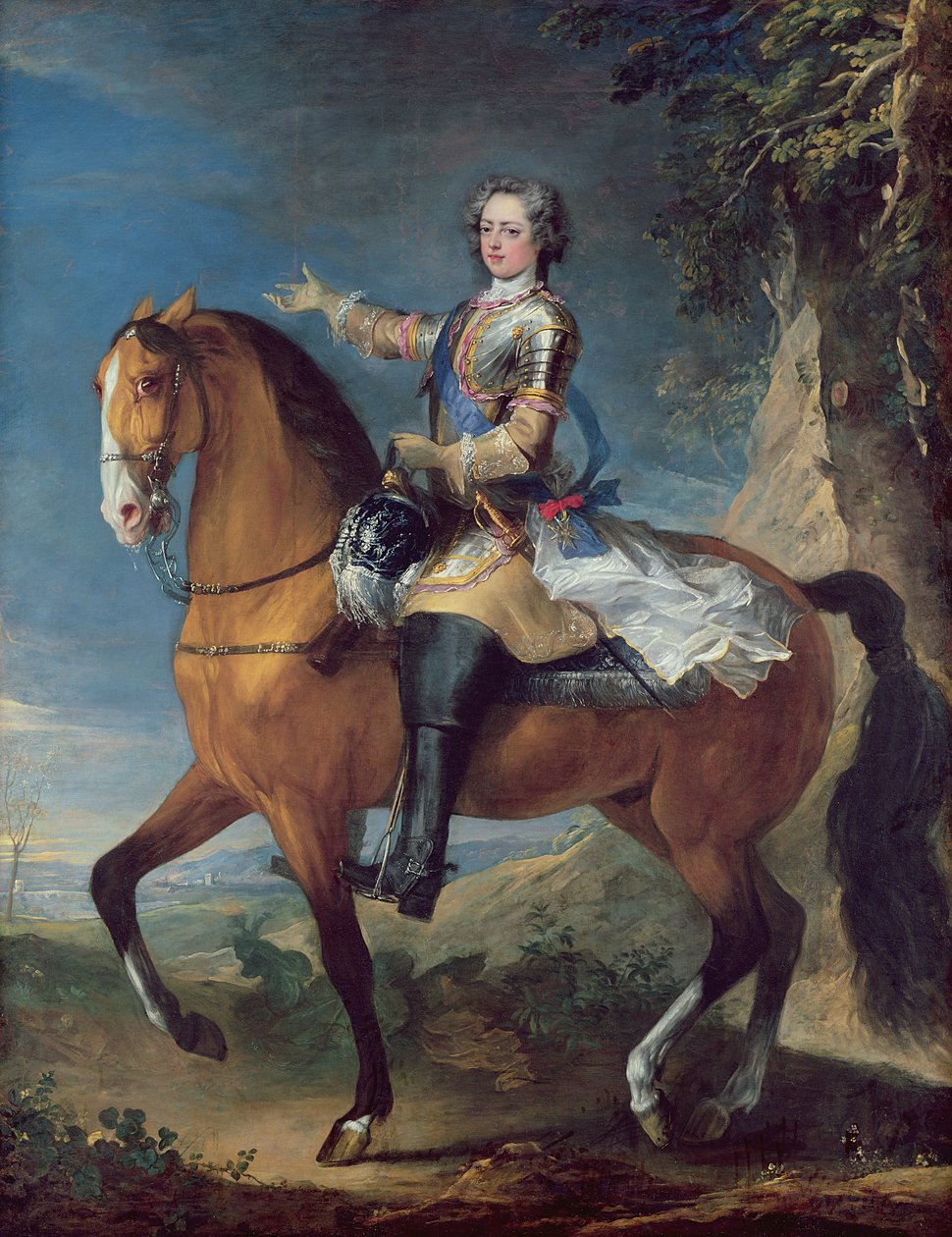Rytterportrett av Louis XV (1710-74) i en alder av tretten, 1723 av C. and Van Loo, J. B. Parrocel