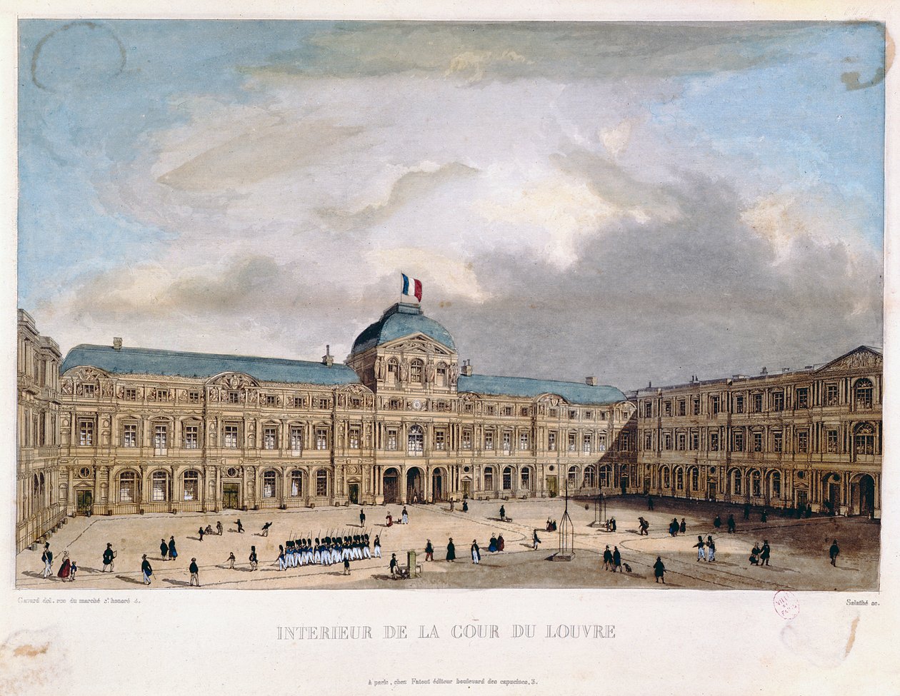 Interiør av Cour Carree i Louvre, ca. 1845-40 av C. Gavard