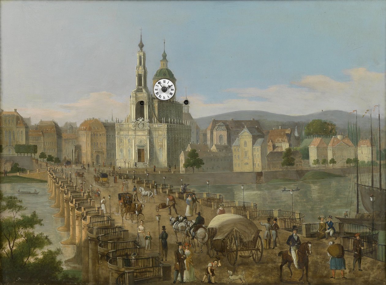 Wiener Biedermeier bildeklokke Dresden av C. L. Hofmeister