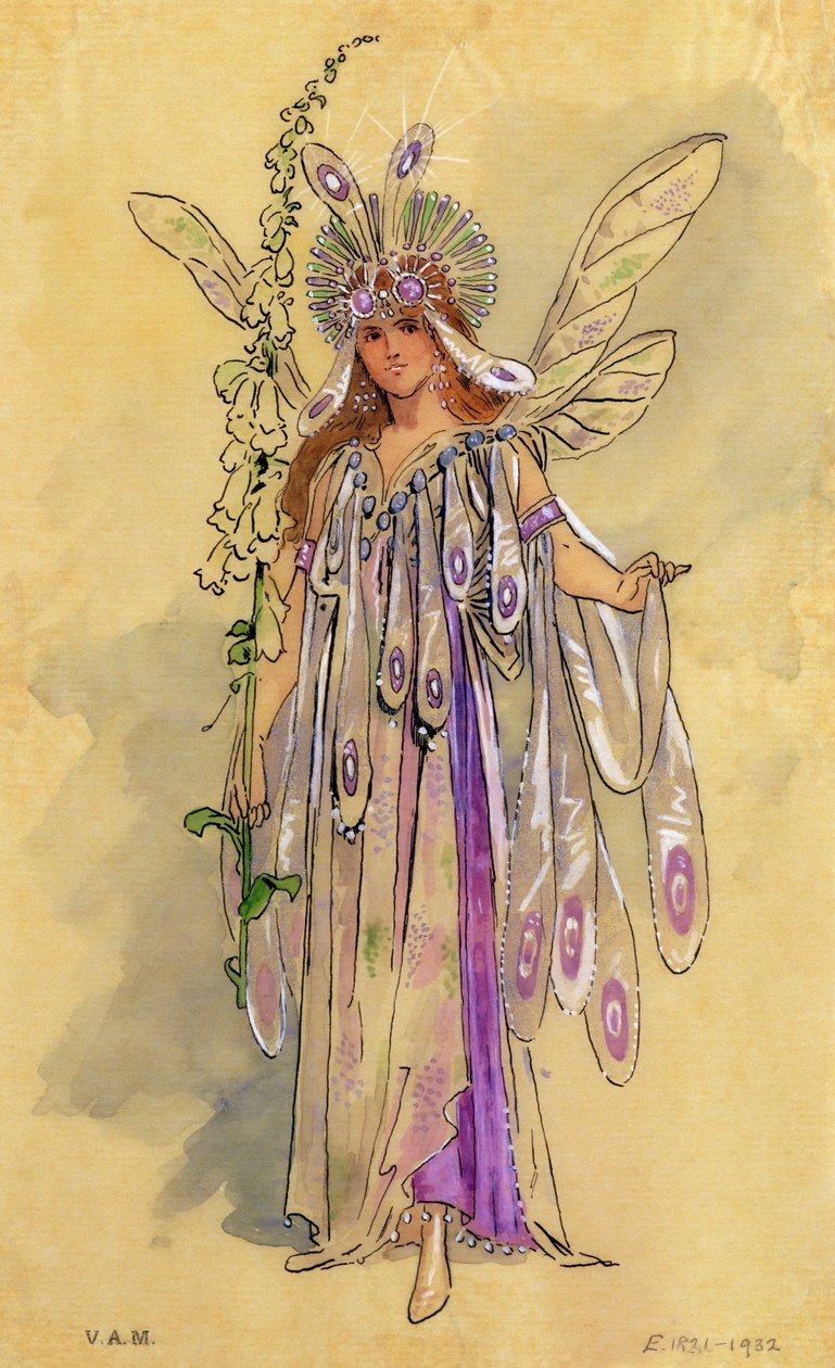 Titania, dronningen av feene. Kostymedesign for A Midsummer Night