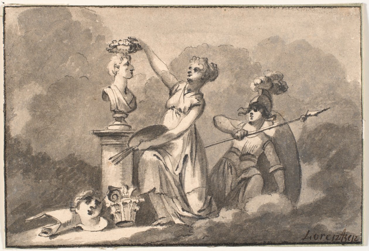 Kunst og vitenskap kroner en byste av C.A. Lorentzen
