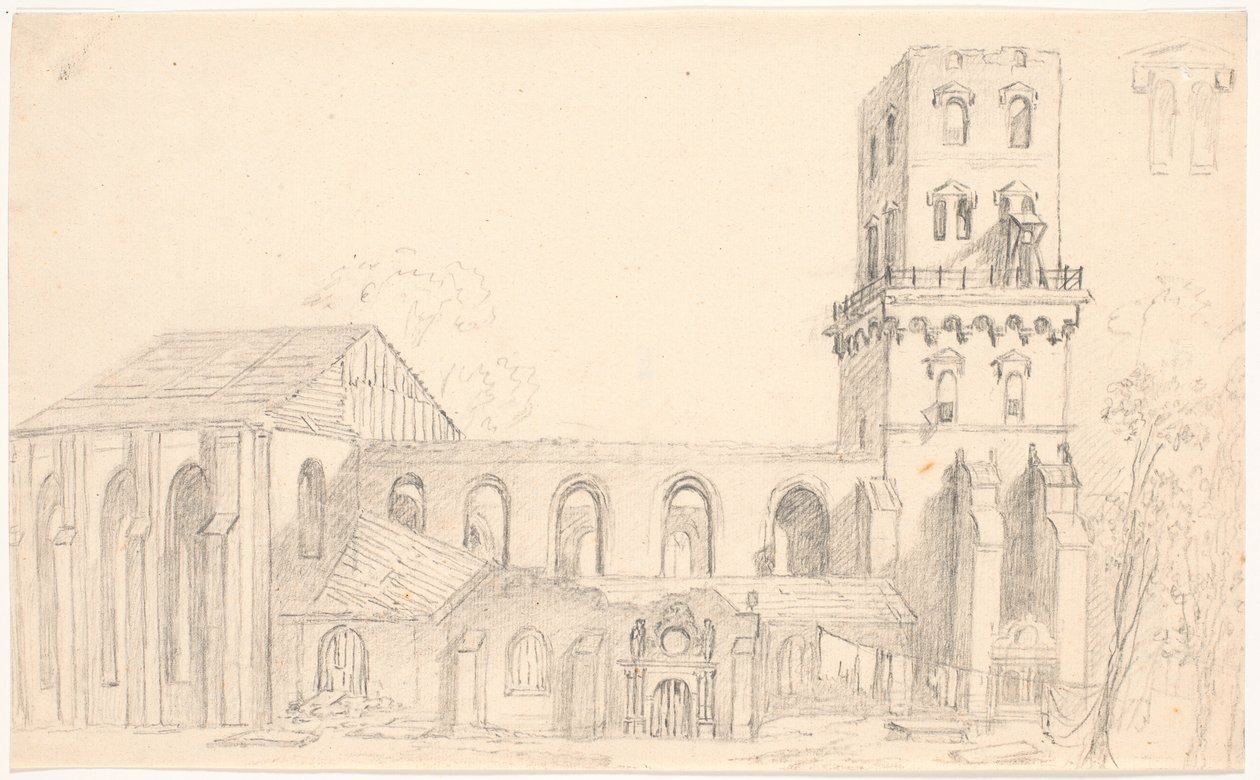 Ruinene av Nicolai kirke, København av C.A. Lorentzen