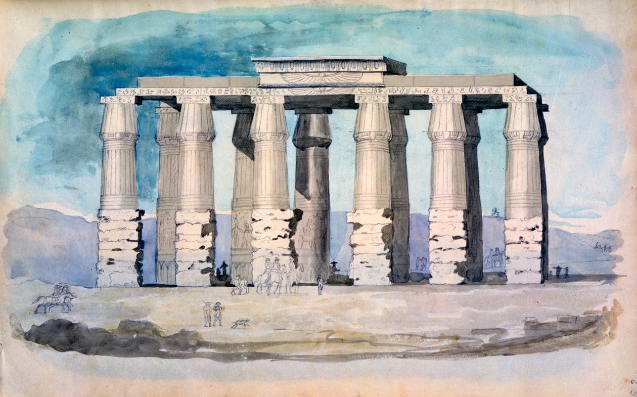 Gammelt egyptisk tempel, Egypt, 1800-tallet av CH Smith