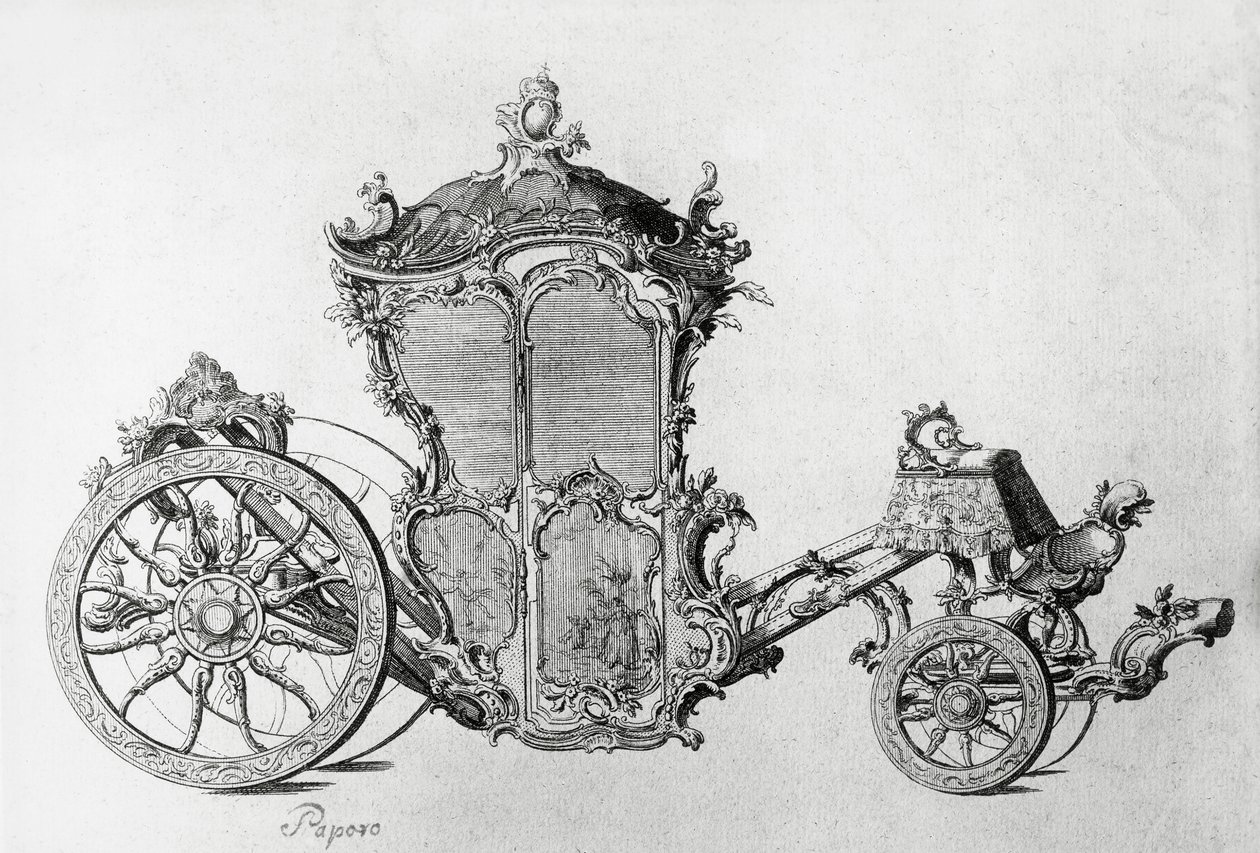 Design for rokokkovogn, gravering av J.B. and Brown J. Rowbotham