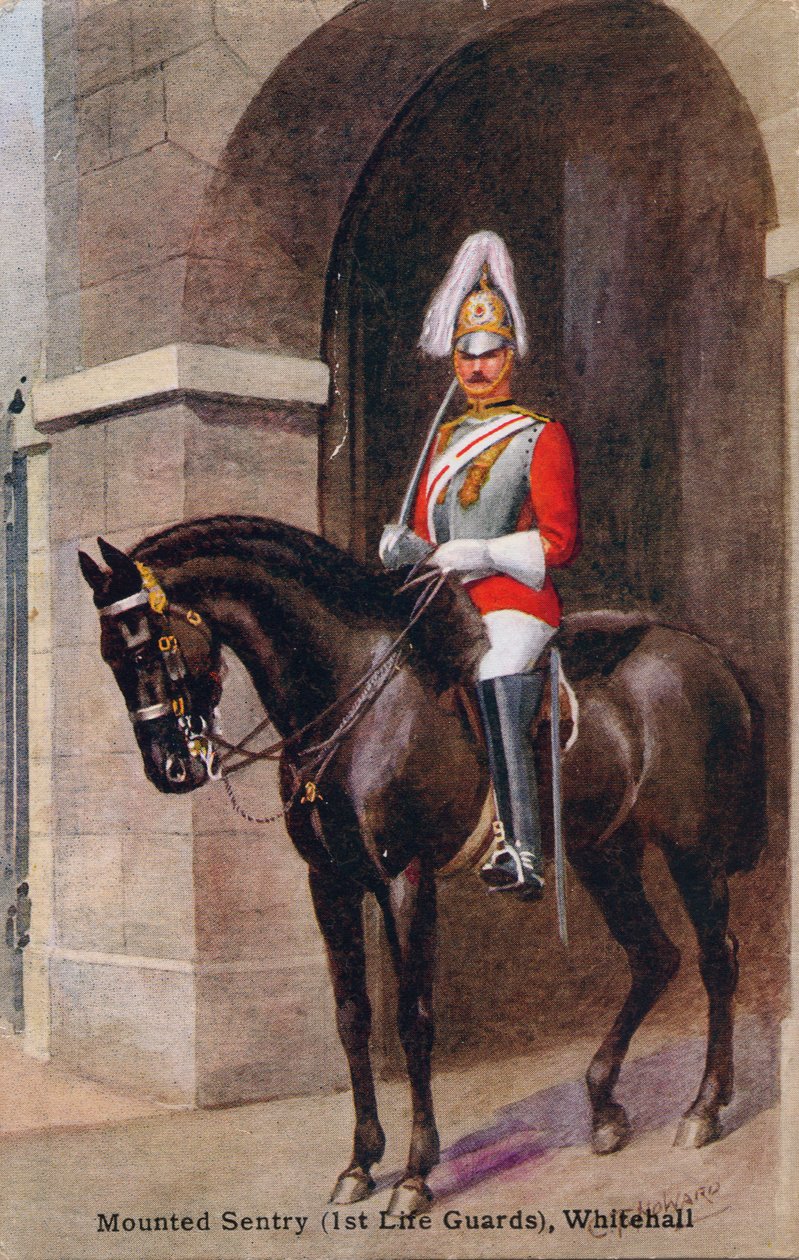 Mounted Sentry 1st Life Guards, Whitehall, 1933. av C.T. Howard