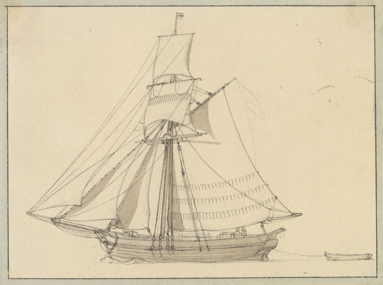 En slupp under seil. av Christoffer Wilhelm Eckersberg