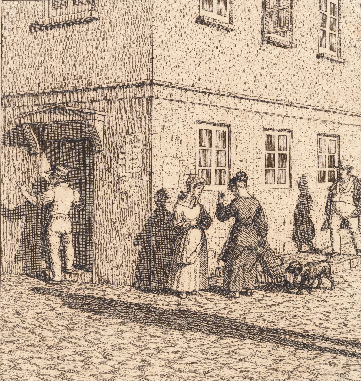 Et gatehjørne. Illustrasjon for "Lineært perspektiv", Plate VII av Christoffer Wilhelm Eckersberg