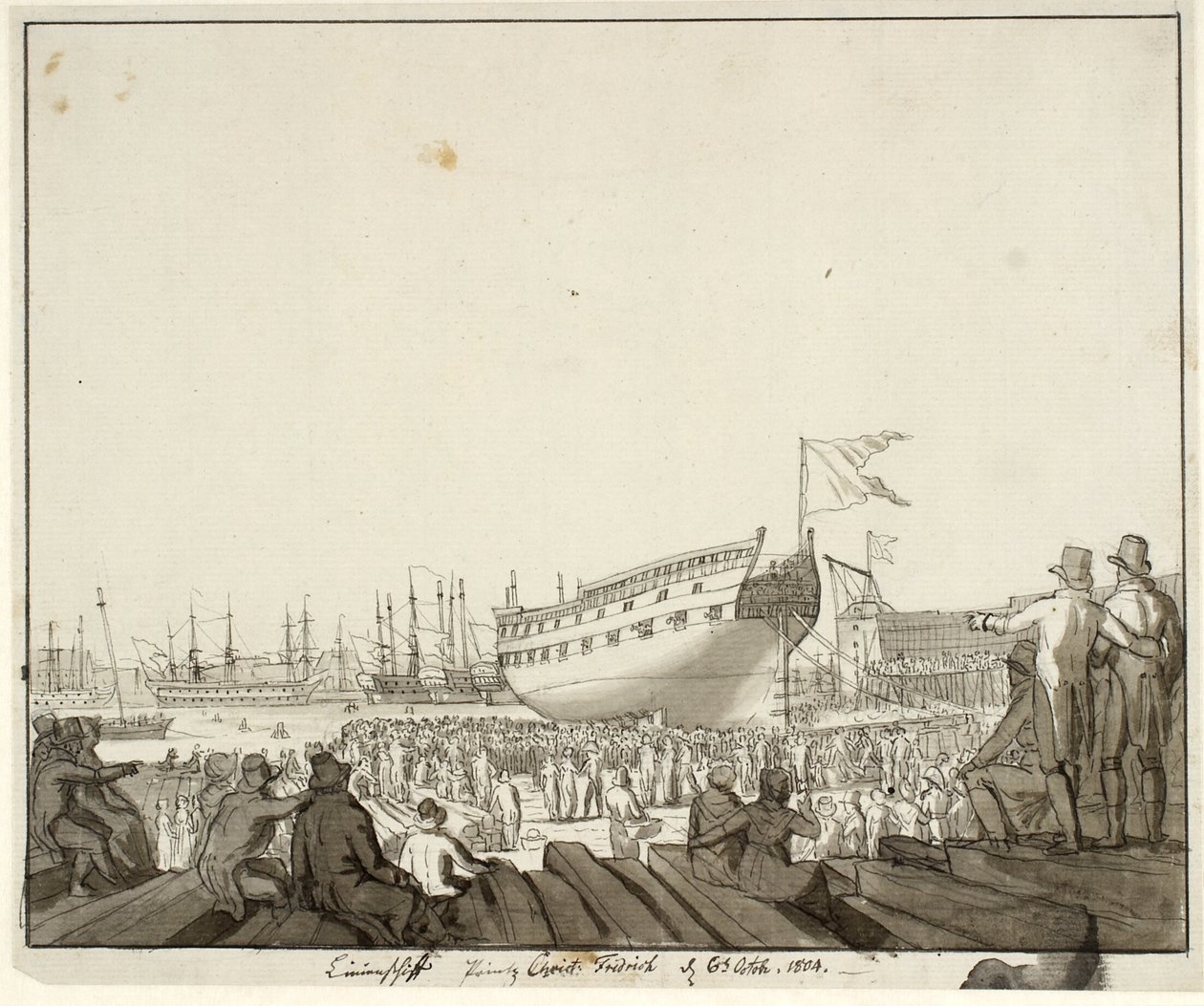 Linjeskipet Prins Christian Frederik går på grunn av Christoffer Wilhelm Eckersberg