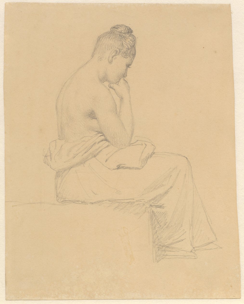 Sittende kvinnemodell sett bakfra. av Christoffer Wilhelm Eckersberg