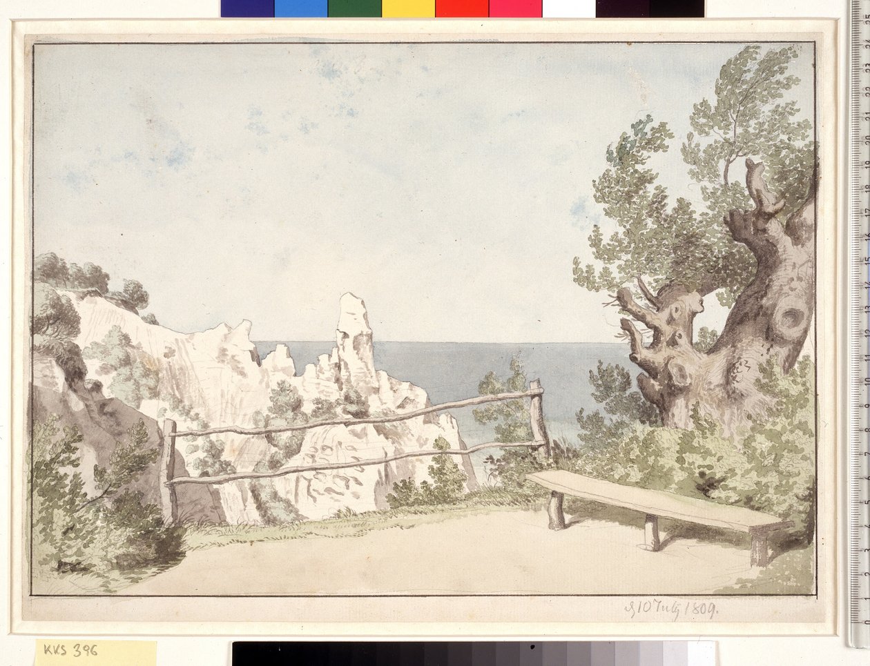 Utsikt fra Møns Klint ved Sommerspiret av Christoffer Wilhelm Eckersberg