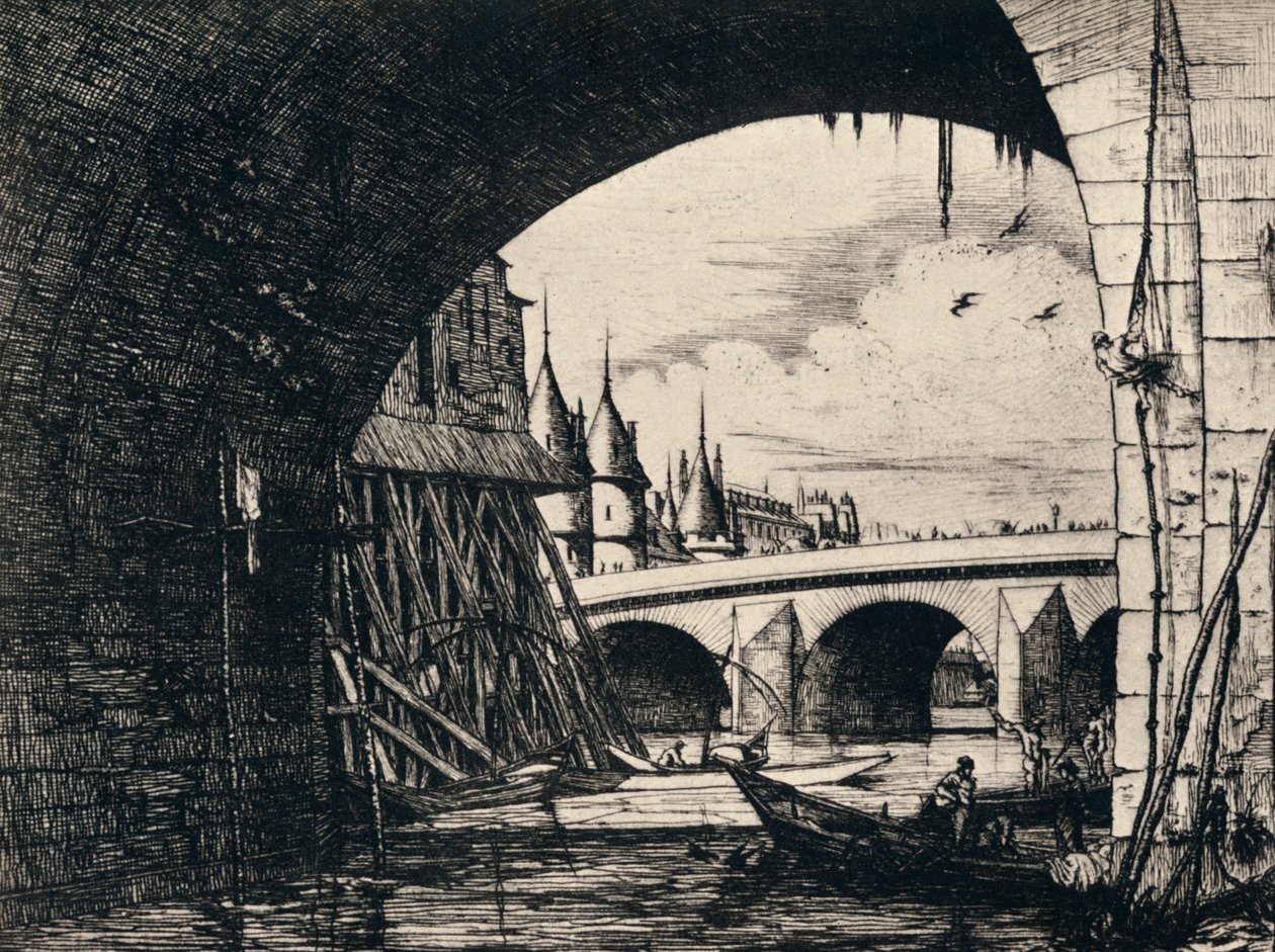 Buen til Pont Notre-Dame, 1915 av C. H. Meryon