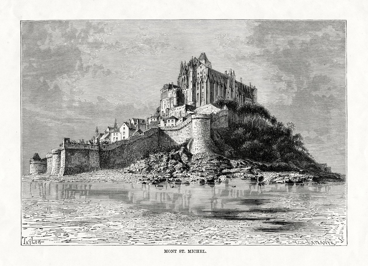 Mont-Saint-Michel, Normandie, Frankrike, 1879 av C. Laplante
