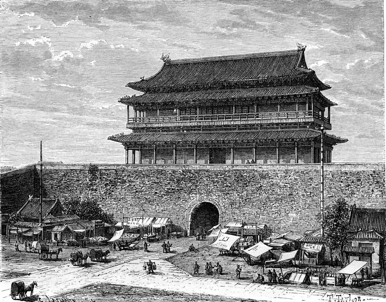 Tiananmen-porten, Peking, Kina, 1800-tallet av C. Laplante