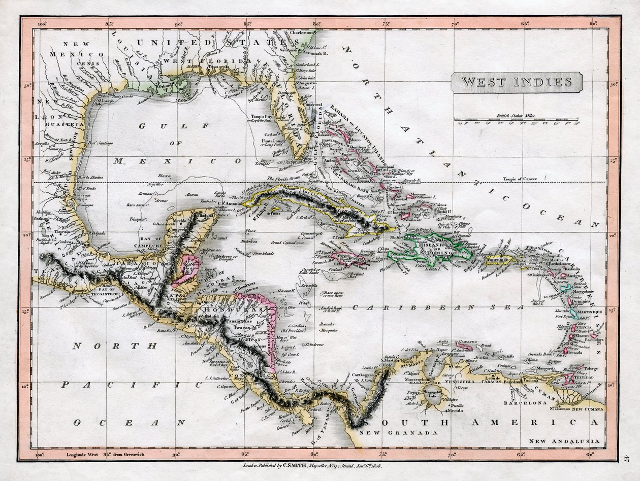 Et kart over Vestindia, 1808. av C Smith