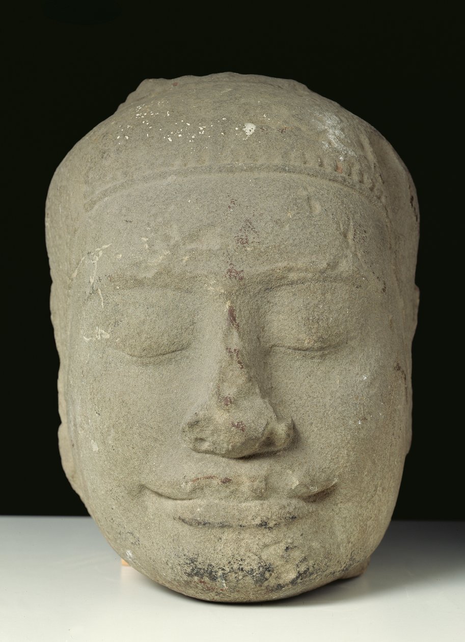 Buddha-hode med lukkede øyne, Angkor av Cambodian School