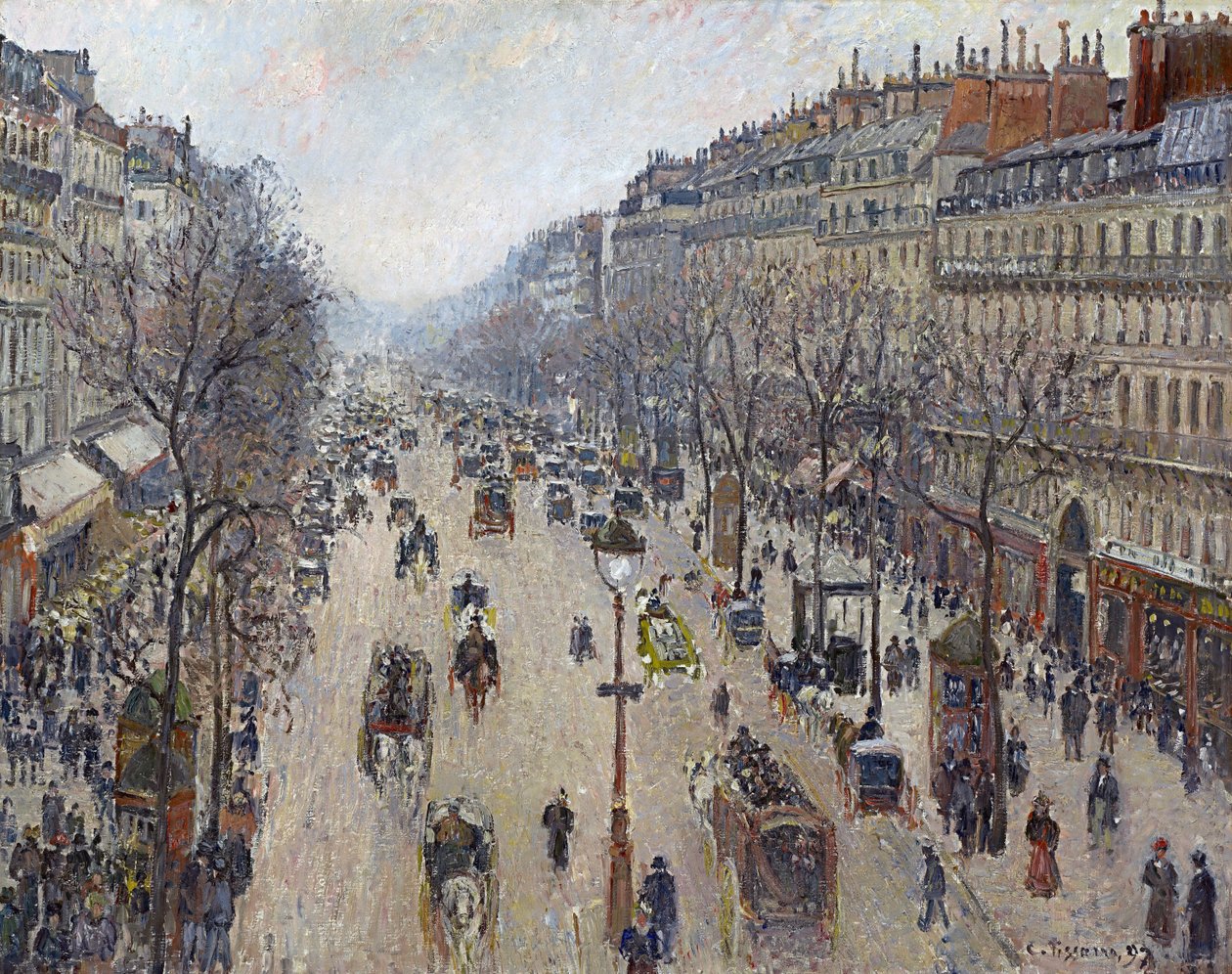 Boulevard Montmartre, morgen, overskyet vær av Camille Jacob Pissarro