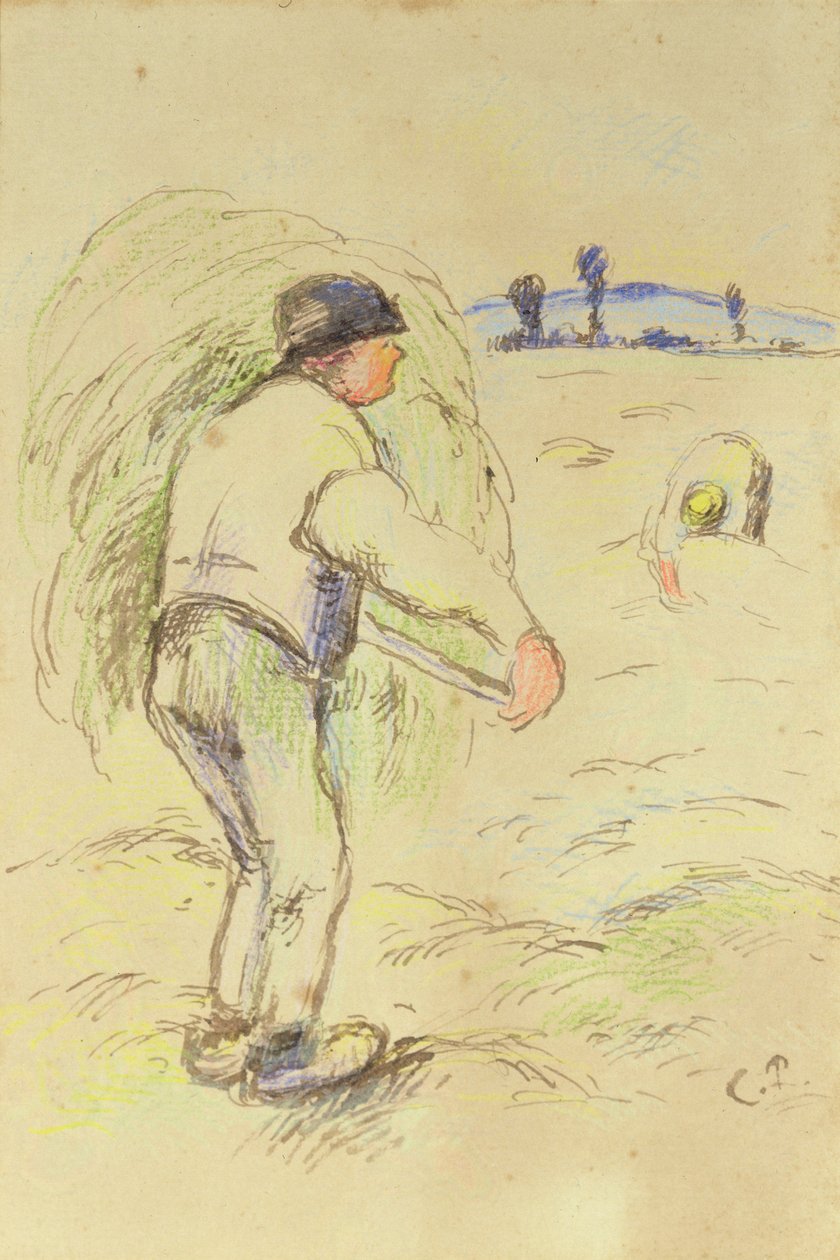 Bønder slått, ca. 1884 (wc og blekk på papir) av Camille Jacob Pissarro