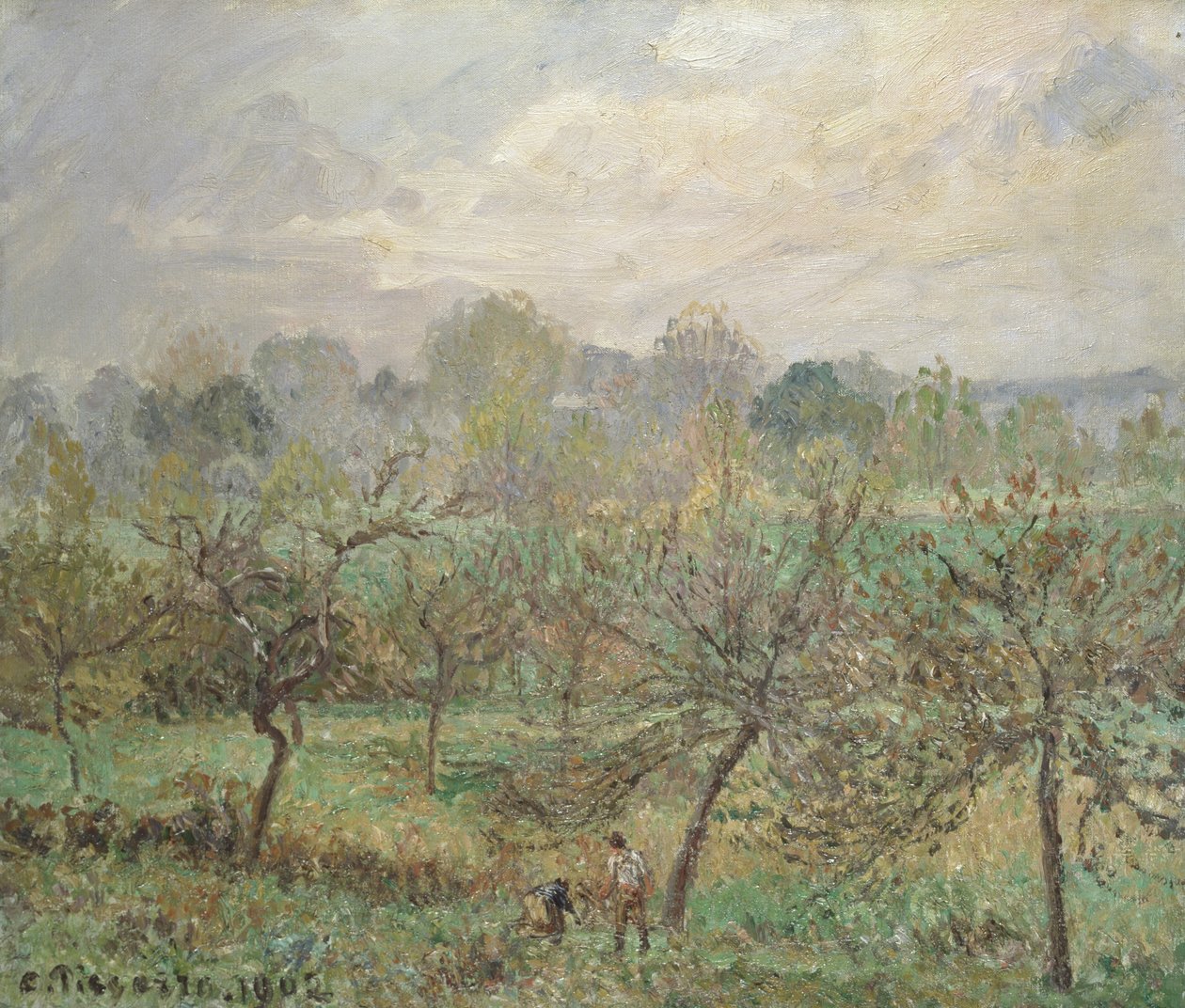 Høst, morgentåke, Éragny-sur-Epte, 1902 av Camille Jacob Pissarro