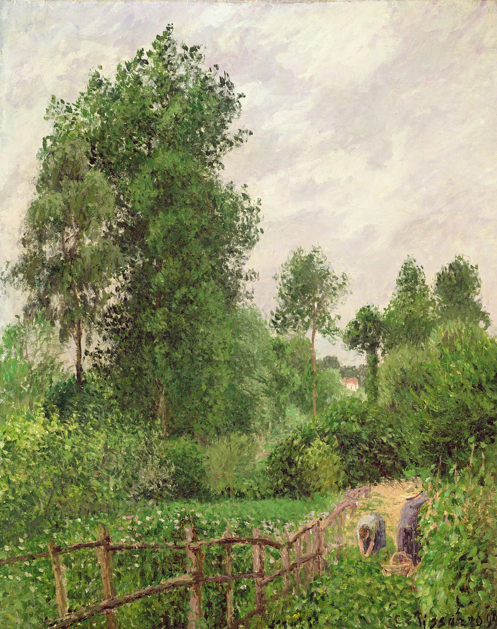 Landskap, grått vær i Eragny, 1899 av Camille Jacob Pissarro