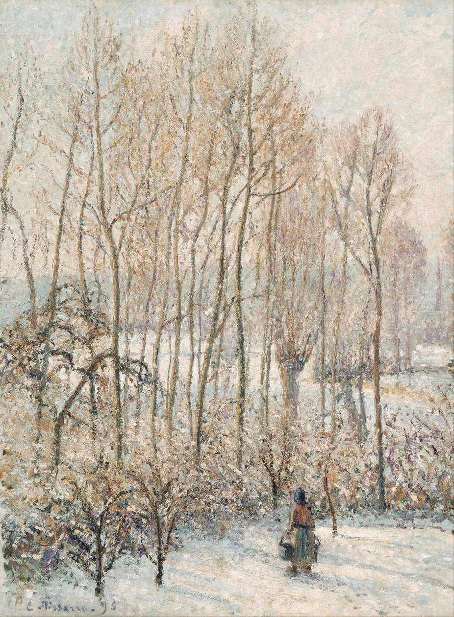 Morgensollys på snøen, Eragny-sur-Epte av Camille Jacob Pissarro