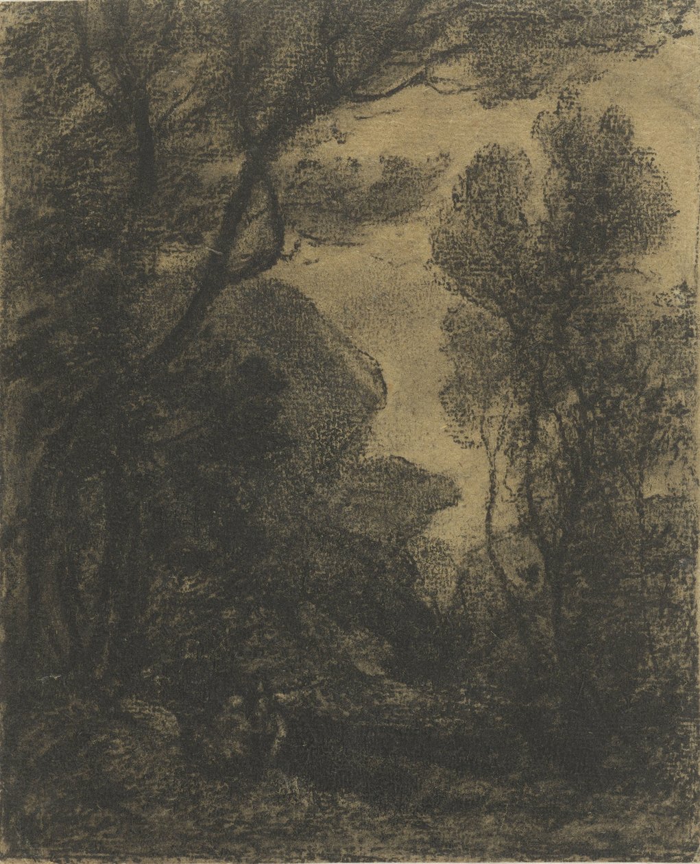 Skogutsikt om natten av Camille Corot
