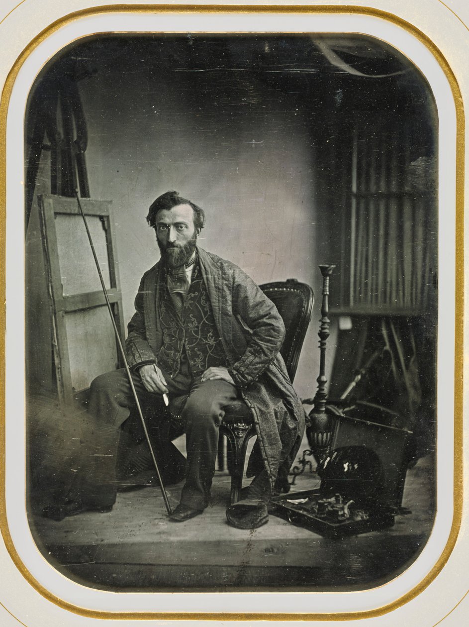 Selvportrett i malerstudio, ca. 1843. av Camille Dolard