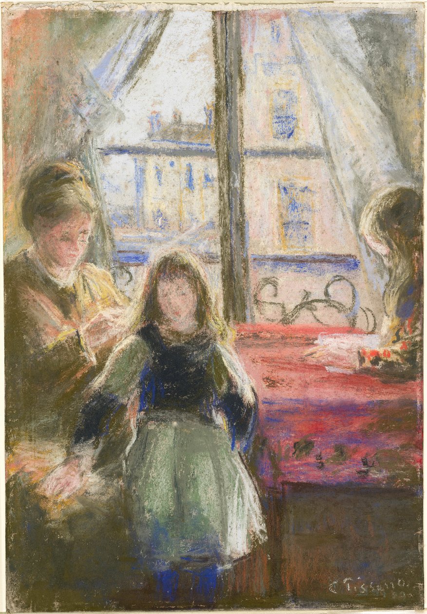 Ved vinduet, rue des Trois Frères av Camille Pissarro