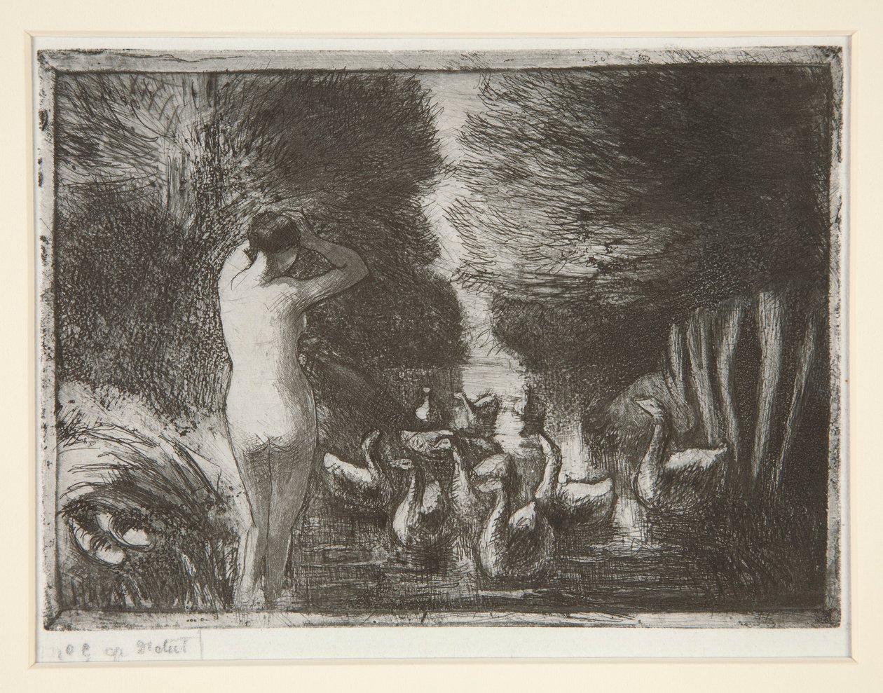 Bader med gjess (Bader med gjess) av Camille Pissarro