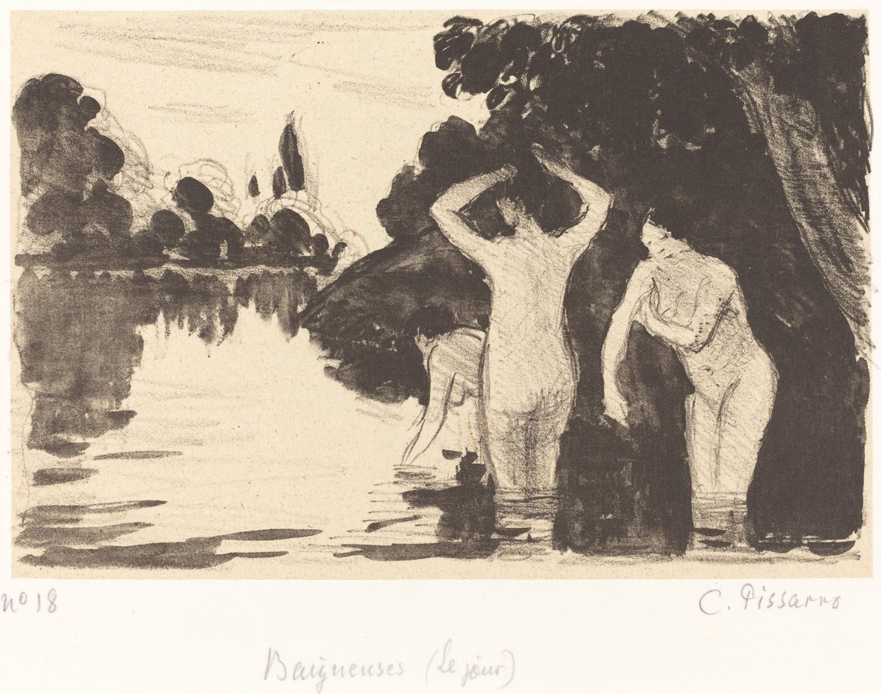 Badende, c. 1895. av Camille Pissarro