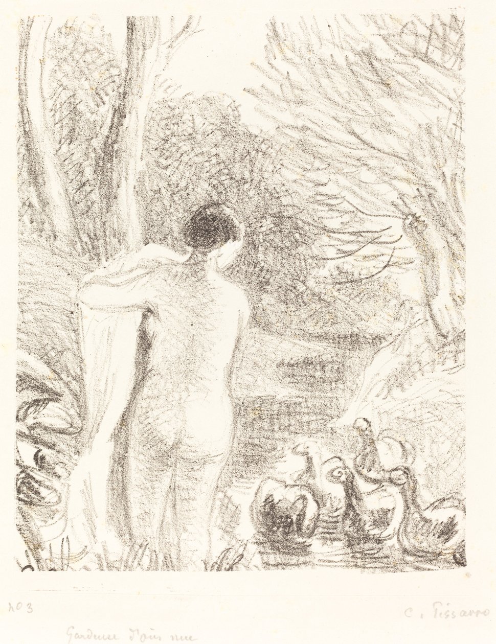 Naken gåsejente av Camille Pissarro